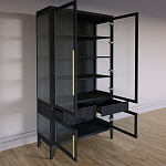 Витрина Primo со стеклянными фасадами и 2 ящиками Черный дуб варинант исполнения - 9 | Loft Concept в Ульяновске