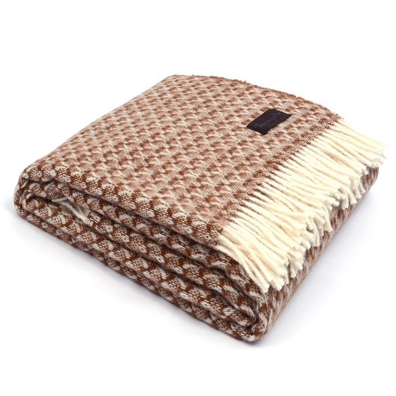 Плед BRIAS TRIANGLE 1200 Marzotto Бежево-серый Коричневый в Ульяновске | Loft Concept 