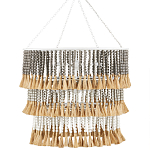 Люстра трехъярусная с декором из круглых деревянных бусин с кисточками Gray Brown Wooden Beads Chandelier варинант исполнения - 3 | Loft Concept в Ульяновске