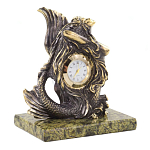 Часы настольные бронзовые в виде русалочки из натурального камня Змеевик Mermaid Stone Clock варинант исполнения - 3 | Loft Concept в Ульяновске