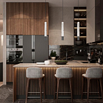 Подвесной светильник с узким цилиндрическим плафоном и черным металлическим декором Concrete Pipe варинант исполнения - 14 | Loft Concept в Ульяновске