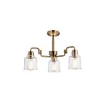 Люстра цвета латунь с 3-мя прозрачными стеклянными плафонами Kichler варинант исполнения - 3 | Loft Concept в Ульяновске