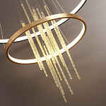 Люстра подвесная с 2-мя круглыми подвесами в черном и золотистом цвете и вертикальными подвесками Ring Horizontal варинант исполнения - 3 | Loft Concept в Ульяновске