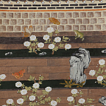 Обои ручная роспись The Art of Learning and Steps for the Flowers by Teo Yang Special Colourway on purple painted Xuan paper варинант исполнения - 2 | Loft Concept в Ульяновске