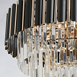 Люстра из черного металла с многоярусными подвесками из прозрачного хрусталя на золотой цепи Empire Black Chandelier Crystal варинант исполнения - 5 | Loft Concept в Ульяновске