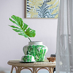 Ваза с зелёными листьями и крышкой Vase Green Leaves варинант исполнения - 1 | Loft Concept в Ульяновске
