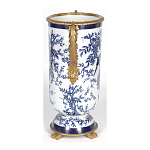 Ваза с бронзовыми ручками и синим цветочным узором Blue & White Ornament варинант исполнения - 3 | Loft Concept в Ульяновске