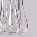 Люстра с 7-ю прозрачными плафонами из стекла в форме капли на круглом потолочном основании цвета хром Lucid Rain  варинант исполнения - 8 | Loft Concept в Ульяновске