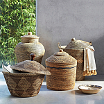 Корзина с крышкой из плетеного ротанга Jumaane Wicker Basket варинант исполнения - 3 | Loft Concept в Ульяновске