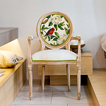 Стул с подлокотниками золотистый из бука с изображением птиц и цветов Blooming Red Birds варинант исполнения - 3 | Loft Concept в Ульяновске