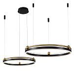 Люстра подвесная с двумя кольцами черного и золотого цвета Ring Horizontal варинант исполнения - 2 | Loft Concept в Ульяновске