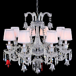 Люстра с 8-ю белыми текстильными абажурами и хрустальными подвесками Lustre Reverie варинант исполнения - 1 | Loft Concept в Ульяновске