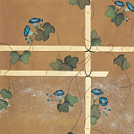 Обои ручная роспись Morning Glory Original colourway on gold metallic silk варинант исполнения - 2 | Loft Concept в Ульяновске