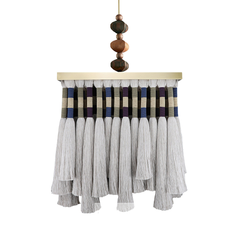 Люстра квадратная плетеная с бахромой Wicker Square Chandelier with Tassels Мульти Люстра квадратная плетеная с бахромой Wicker Square Chandelier with Tassels Мульти в Ульяновске | Loft Concept