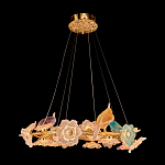 Люстра круглая на золотом каркасе с птичками и цветочным декором Miscellaneous herbs варинант исполнения - 1 | Loft Concept в Ульяновске