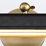 Светильник для картин цвет винтажная латунь с прямоугольным плафоном из кожи черного цвета Alora варинант исполнения - 5 | Loft Concept в Ульяновске