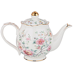 Чайник из фарфора белый с цветочным принтом Flower Porcelain Collection варинант исполнения - 1 | Loft Concept в Ульяновске
