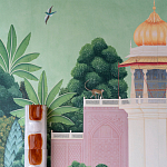 Обои ручная роспись Mahal Garden Original colourway on blue painted Xuan paper варинант исполнения - 3 | Loft Concept в Ульяновске