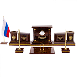 Настольный письменный набор с часами и визитницами из природного камня обсидиана Royal Present варинант исполнения - 1 | Loft Concept в Ульяновске