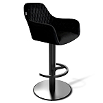 Барный стул вращающийся со спинкой и подлокотниками Douglas Rhombus Черный Велюр варинант исполнения - 1 | Loft Concept в Ульяновске