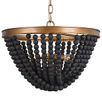 Люстра с подвесками в виде круглых деревянных черных бусин Black Wooden Beads Chandelier варинант исполнения - 1 | Loft Concept в Ульяновске