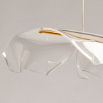 Люстра линейная с 3-мя белыми волнистыми плафонами Wave Line варинант исполнения - 8 | Loft Concept в Ульяновске