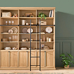 Книжный шкаф из массива сосны с металлической лестницей Burton Wood Cabinet варинант исполнения - 8 | Loft Concept в Ульяновске