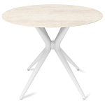 Стол обеденный с круглой столешницей из керамики на четырех белых ножках Sand Ceramics варинант исполнения - 1 | Loft Concept в Ульяновске