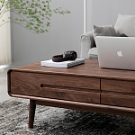 Кофейный стол из массива дерева с выдвижными ящиками Coffee Walnut Table варинант исполнения - 5 | Loft Concept в Ульяновске