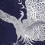 Обои ручная роспись в стиле Арт-деко Whistler Peacocks Special Colourway on Empire Blue dyed silk варинант исполнения - 2 | Loft Concept в Ульяновске