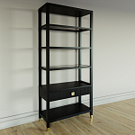 Стеллаж Elsa Dreams Black со стеклянными полками и ящиком варинант исполнения - 1 | Loft Concept в Ульяновске