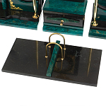 Настольный письменный набор из змеевика тёмно-зелёного цвета с декором в виде орла Successful Leader варинант исполнения - 4 | Loft Concept в Ульяновске