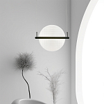 Светодиодный подвесной светильник круглой формы с металлическим черным каркасом Marble Glow варинант исполнения - 5 | Loft Concept в Ульяновске