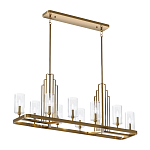 Люстра прямоугольная цвета латунь с прозрачными рифлеными цилиндрическими плафонами Kichler варинант исполнения - 2 | Loft Concept в Ульяновске