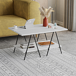 Стол журнальный с белой прямоугольной столешницей и полкой ESSEL WHITE варинант исполнения - 2 | Loft Concept в Ульяновске