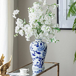 Ваза с бело-синей росписью и изображением цветов Blue & White Ornament варинант исполнения - 4 | Loft Concept в Ульяновске
