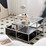 Дизайнерский журнальный стол квадратный с полками Akydy варинант исполнения - 1 | Loft Concept в Ульяновске