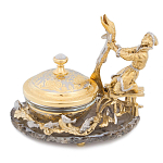 Икорница с декором "Емеля" с гравировкой на подставке из натурального камня Агат Decorative Cavair Dishes варинант исполнения - 3 | Loft Concept в Ульяновске