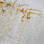 Люстра подвесная с золотистыми ветками и стеклянными подвесками в виде листьев Длина 80 см FAIRYTREE Light варинант исполнения - 5 | Loft Concept в Ульяновске