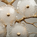 Потолочная люстра круглая ветвистыми бронзовыми элементами и стеклянными рифлеными дисками Textured Glass Chandelier варинант исполнения - 5 | Loft Concept в Ульяновске