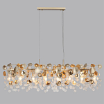 Люстра линейная с подвесками в форме монеток и золотистыми круглыми элементами из металла в виде лепестков FAIRYTREE Light варинант исполнения - 4 | Loft Concept в Ульяновске