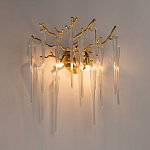 Бра золотого цвета с разветвленными ветвями и длинными прозрачными подвесками в форме стеклянных сосулек Droplet Chandelier варинант исполнения - 2 | Loft Concept в Ульяновске