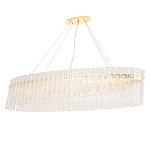 Люстра подвесная овальная с рельефными стеклянными панелями и золотым металлическим каркасом Textured Glass Chandelier варинант исполнения - 1 | Loft Concept в Ульяновске