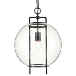 Подвесной светильник в форме шара из прозрачного стекла на линейном черном каркасе  Glass Ball with Seeds варинант исполнения - 2 | Loft Concept в Ульяновске