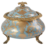 Шкатулка голубого цвета с золотым растительным узором Eden Garden варинант исполнения - 1 | Loft Concept в Ульяновске