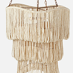 Трехъярусная люстра с подвесками из круглых деревянных бусин белая White Beads Three-tier Chandelier  варинант исполнения - 4 | Loft Concept в Ульяновске