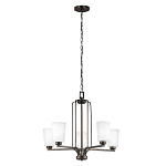 Люстра бронзового цвета с 5-ю матовыми стеклянными плафонами Generation Lighting варинант исполнения - 2 | Loft Concept в Ульяновске