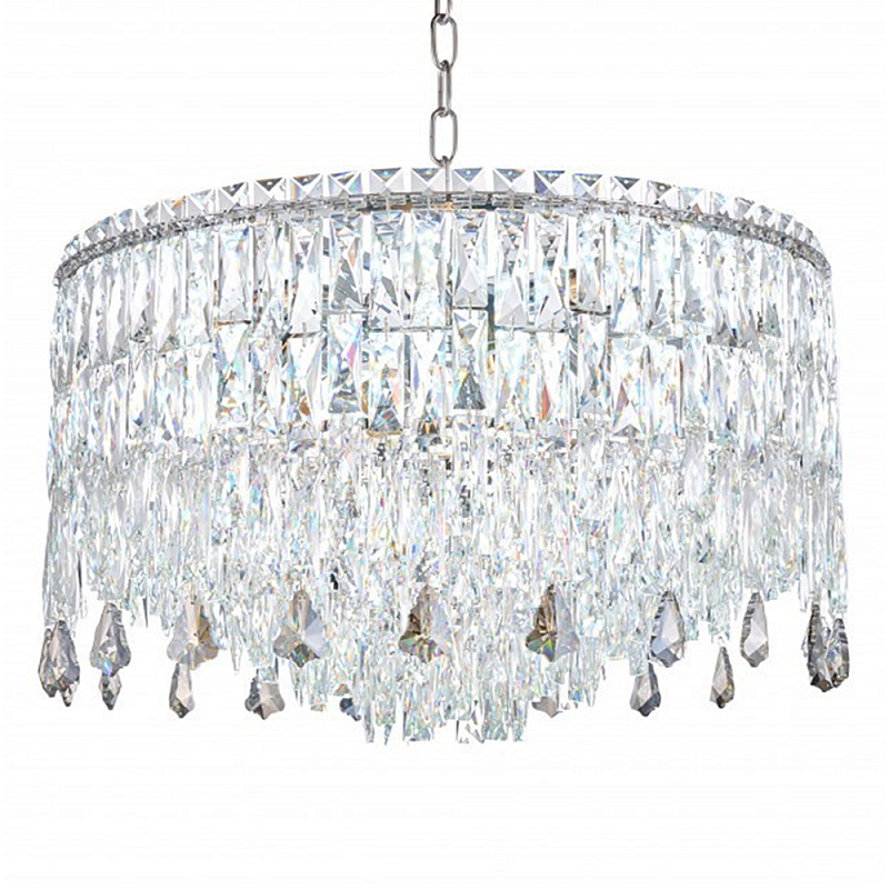 Люстра круглая с хрустальными подвесками на серебряном каркасе Roul Crystal Light Хром Прозрачный Люстра круглая с хрустальными подвесками на серебряном каркасе Roul Crystal Light Хром Прозрачный в Ульяновске | Loft Concept