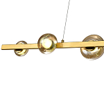 Люстра светодиодная линейная с 6-ю круглыми плафонами коньячного цвета Iona Chandelier Brass  варинант исполнения - 2 | Loft Concept в Ульяновске