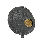 Столик приставной с абстрактным основанием и акцентом в виде золотистого диска Heavenly Space варинант исполнения - 5 | Loft Concept в Ульяновске